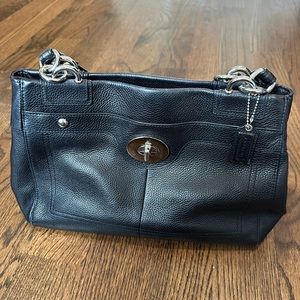 Coach Leather Purse Black with Silver